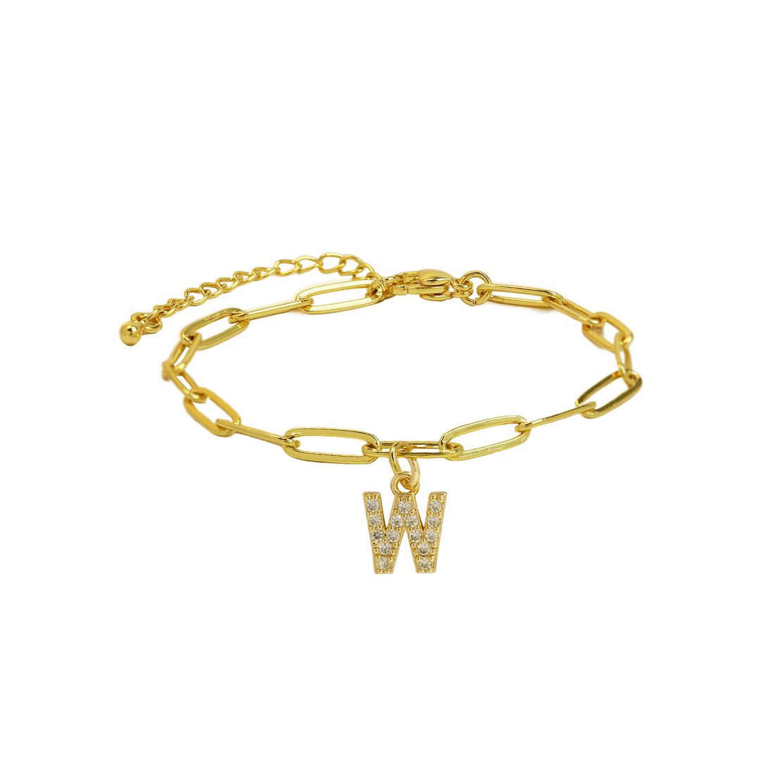 Natasha Paperclip Letter Initial Bracelet