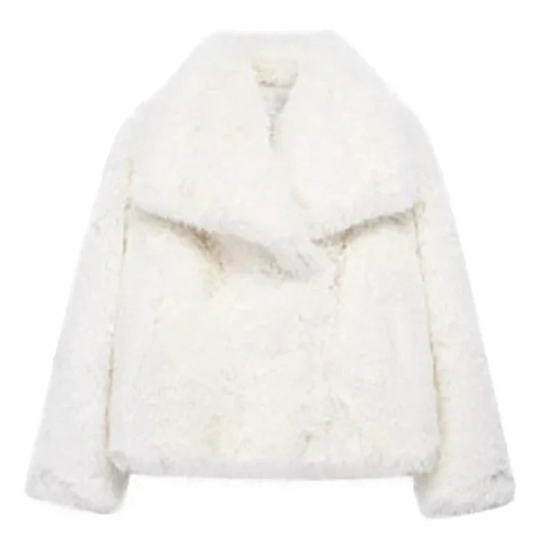 Faux Fur Short Jacket for Women – Stylish Winter Coat for Casual and Semi-Formal Autumn Wear-Jacket-Urban Devyne-White-XS-Urban Devyne