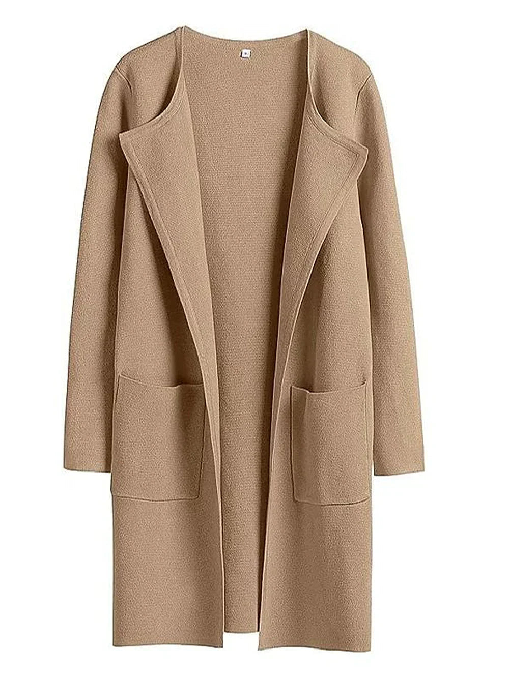 Knee-Length Wool Blend Coat with Relaxed Fit and Wide Lapel - Stylish Winter Outerwear-Coats & Jackets-Urban Devyne-Khaki-S-Urban Devyne