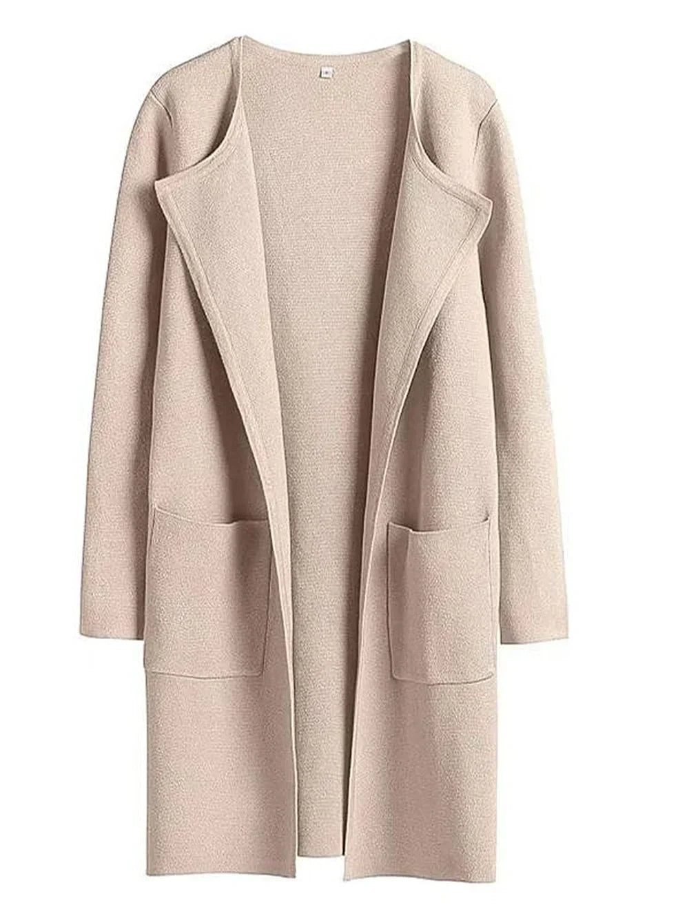Knee-Length Wool Blend Coat with Relaxed Fit and Wide Lapel - Stylish Winter Outerwear-Coats & Jackets-Urban Devyne-Beige-S-Urban Devyne