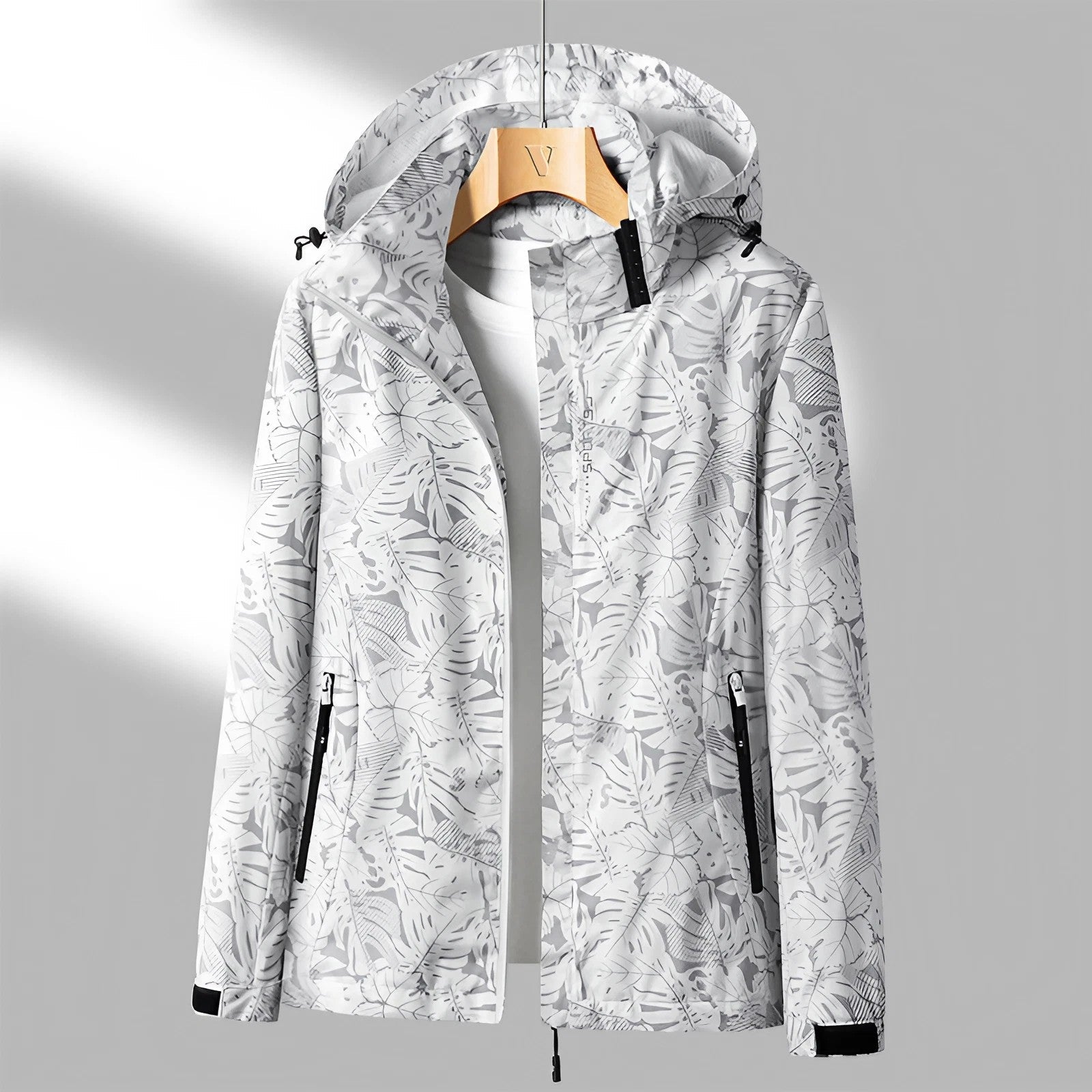 Lightweight Waterproof Jacket for Women with Adjustable Hood and Zip Pockets for Outdoor Activities
