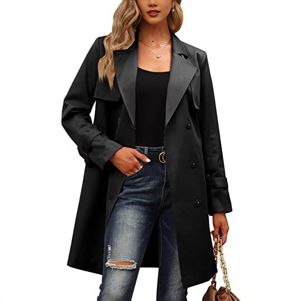 Tailored Wool Coat for Women – Long Double-Breasted Winter Coat for Formal Occasions-Coats & Jackets-Urban Devyne-Black-S-Urban Devyne