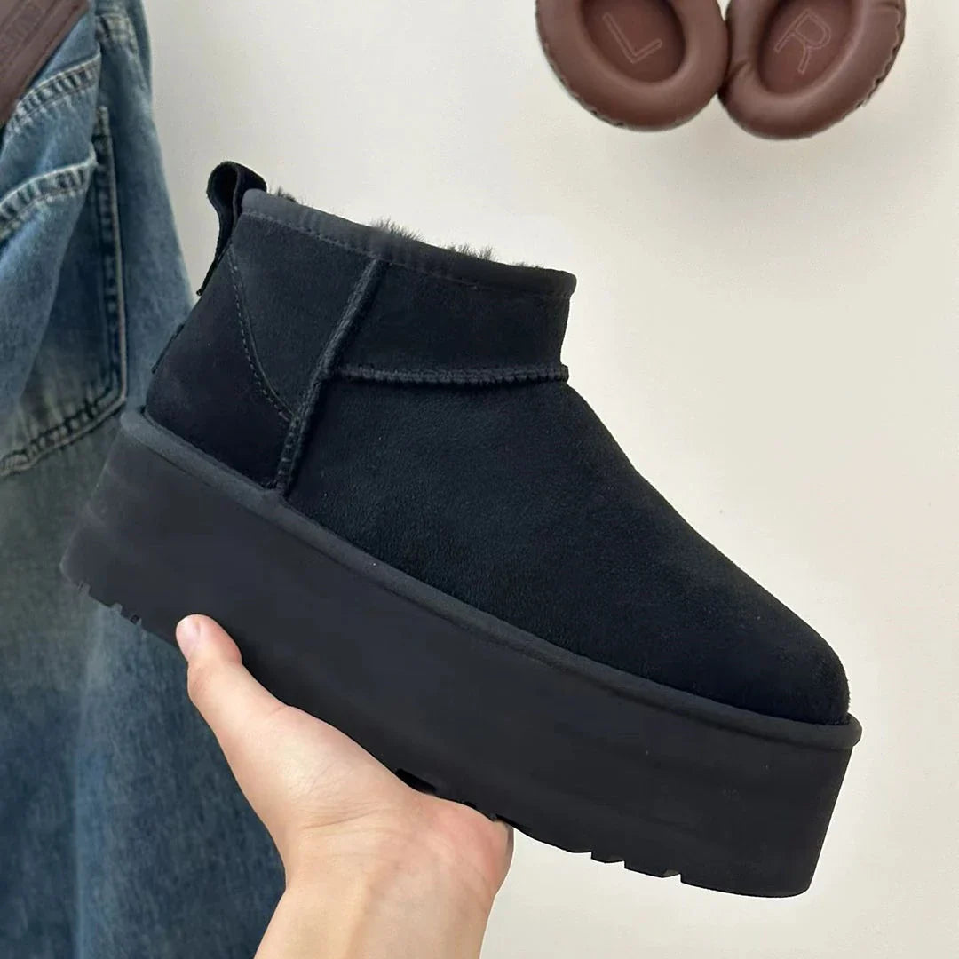 Ultra Mini Black Ugg Boots – Cozy Platform Ankle Booties with Fur Lining-Shoes-Urban Devyne-Black-36-Urban Devyne