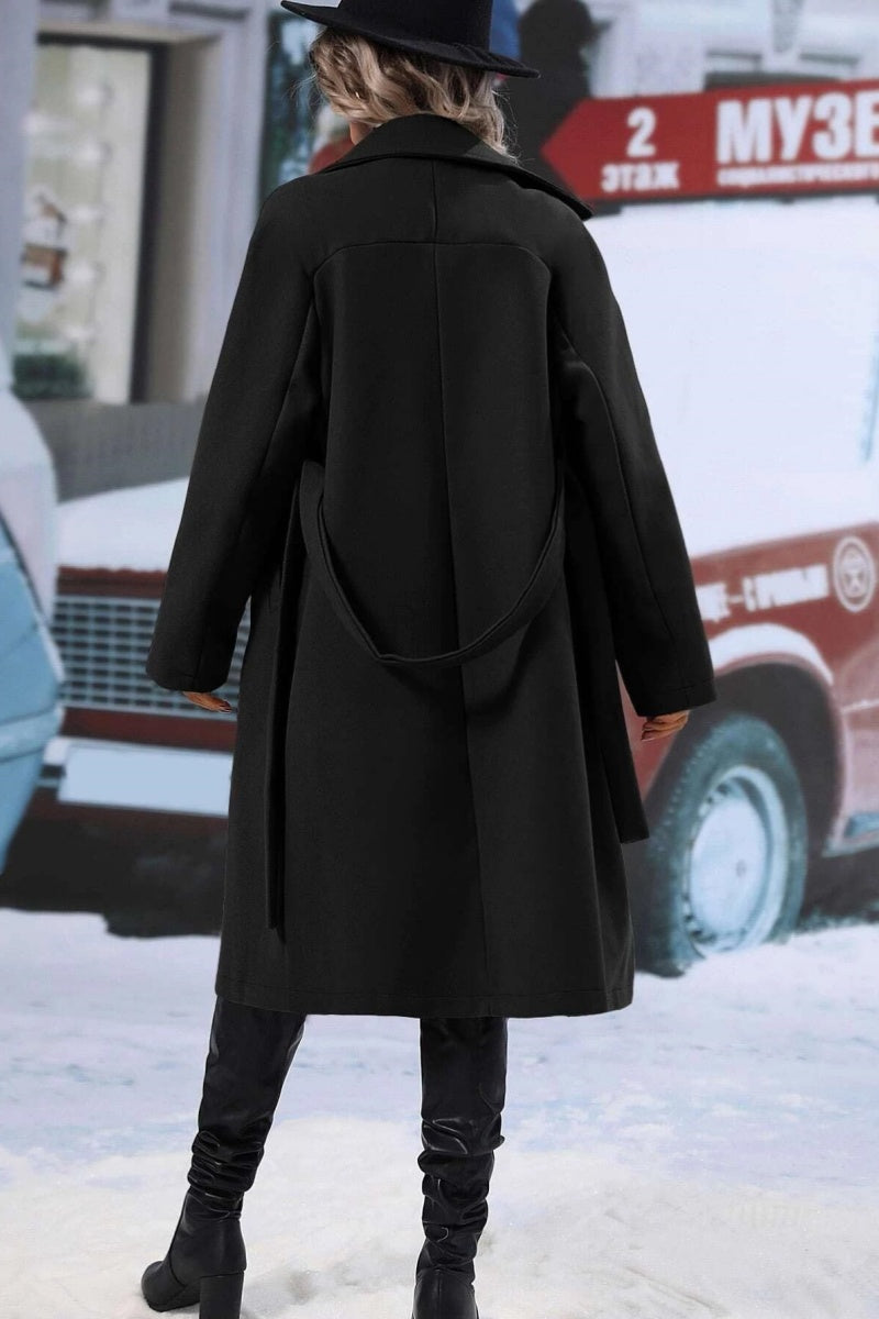 Wool Blend Long Trench Coat for Women with Double-Breasted Design and Relaxed Fit for Winter-Coats & Jackets-Urban Devyne-Urban Devyne