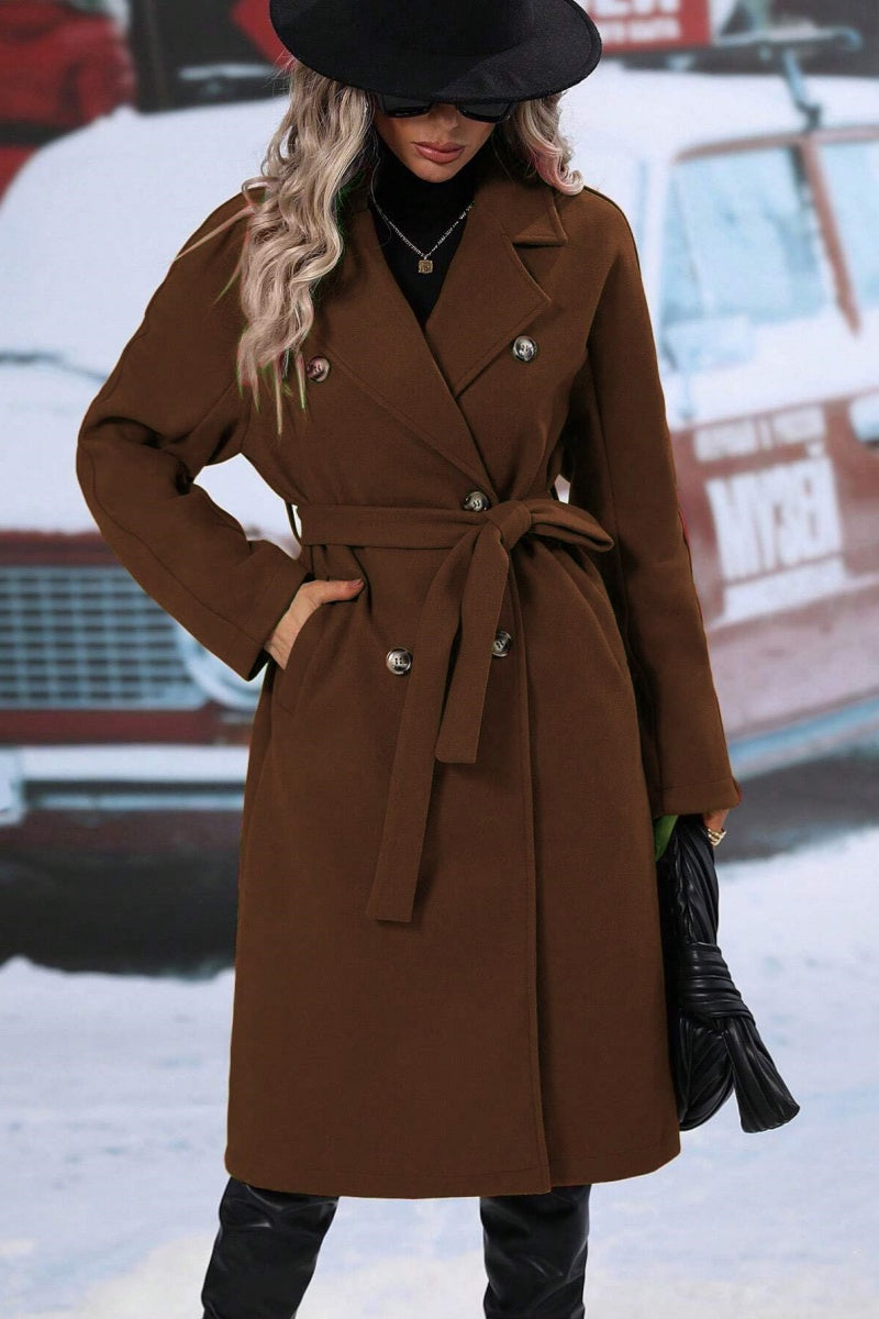 Wool Blend Long Trench Coat for Women with Double-Breasted Design and Relaxed Fit for Winter-Coats & Jackets-Urban Devyne-Urban Devyne