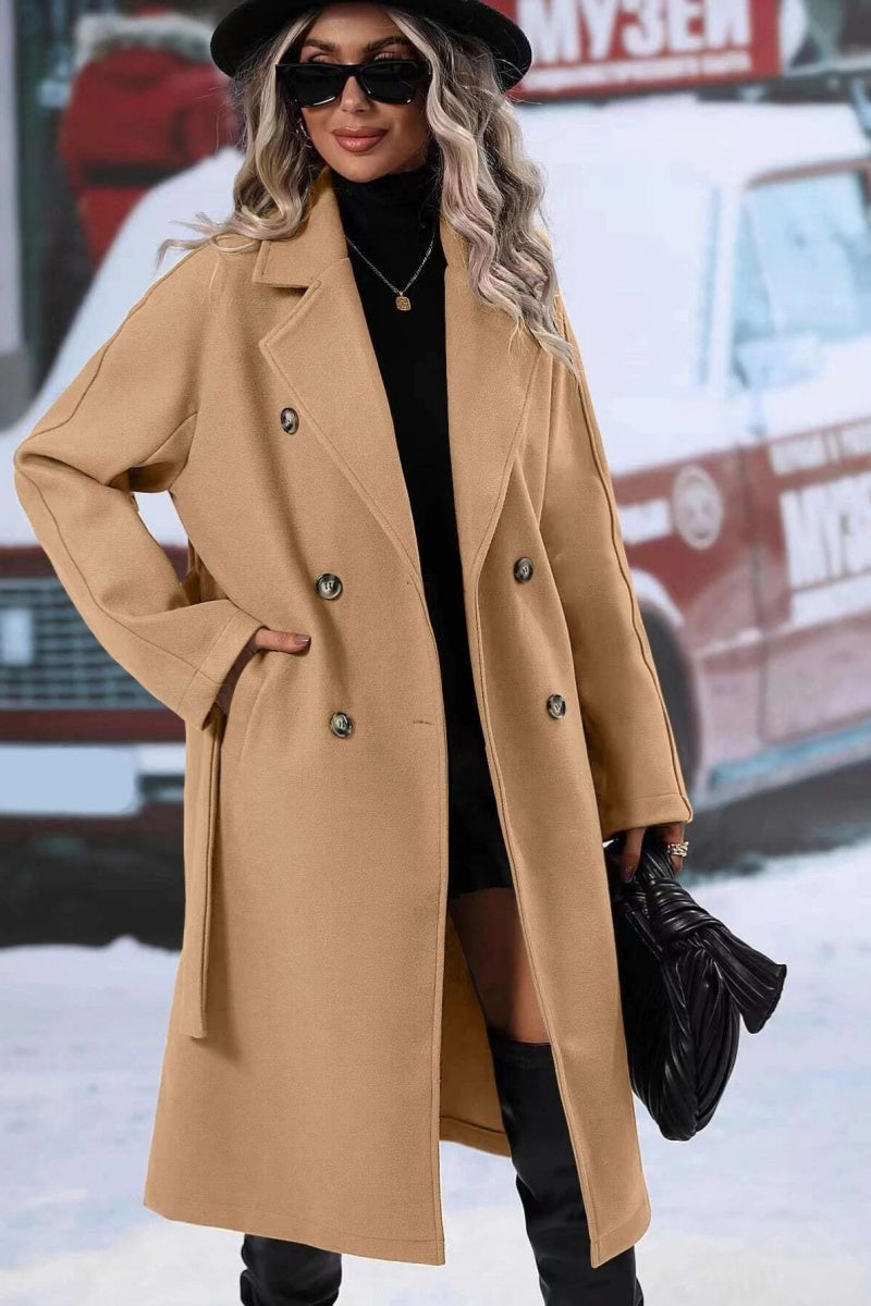 Wool Blend Long Trench Coat for Women with Double-Breasted Design and Relaxed Fit for Winter-Coats & Jackets-Urban Devyne-Beige-XS-Urban Devyne