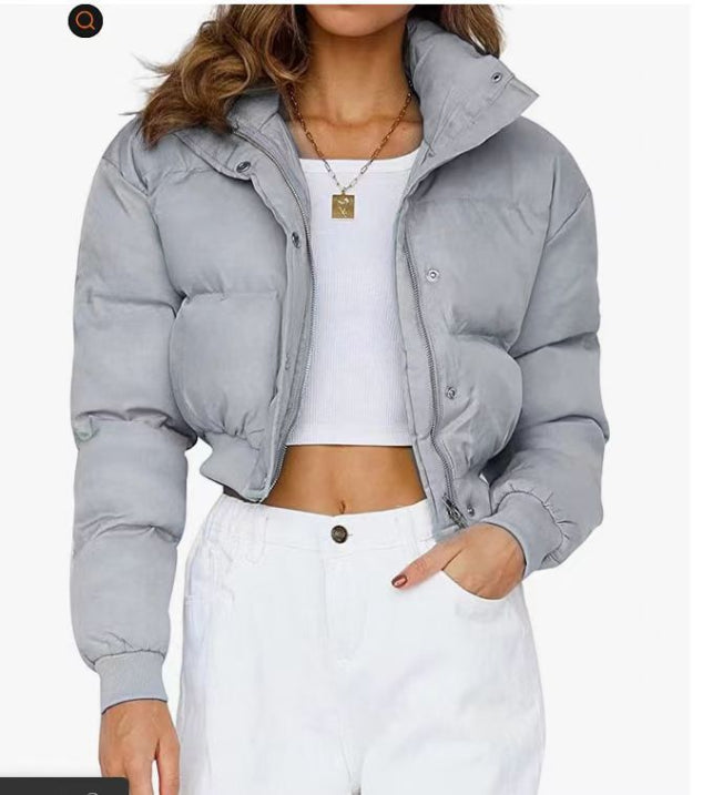 Cozy Winter Short Puffer Jacket with Hood for Women