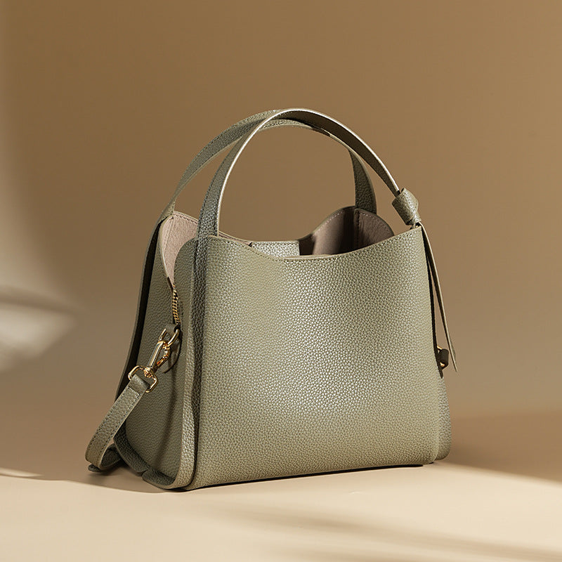 Ember | Leather Bucket Bag-Shoulder Bag-Urban Devyne-Olive green-Urban Devyne