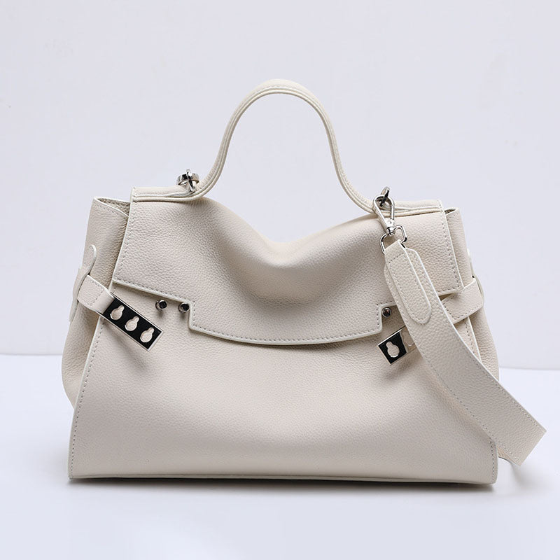 Maison | Structured Leather Shoulder Bag-Shoulder Bag-Urban Devyne-White-Urban Devyne