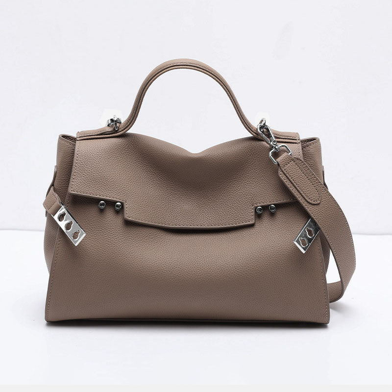 Maison | Structured Leather Shoulder Bag-Shoulder Bag-Urban Devyne-Elephant Grey-Urban Devyne