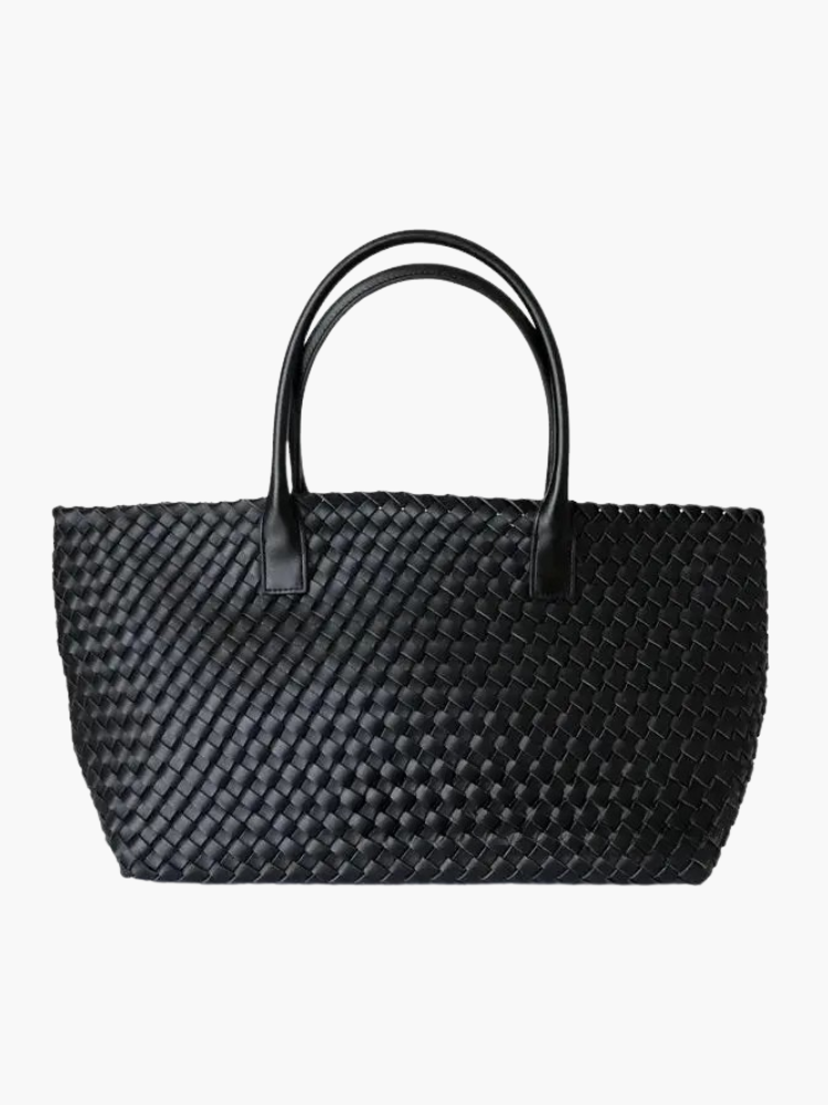 Selwyn | Woven Leather Tote Bag-Tote Bags-Urban Devyne-Black-Urban Devyne