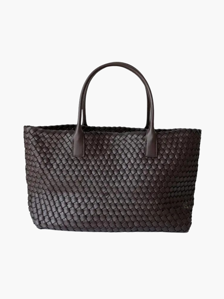 Selwyn | Woven Leather Tote Bag-Tote Bags-Urban Devyne-Coffee-Urban Devyne