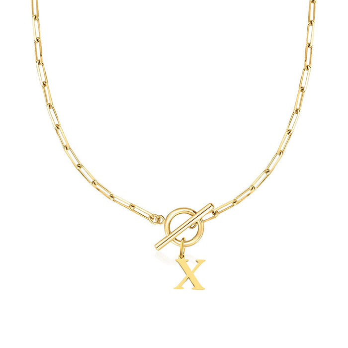 Emily Letter Initial Circle Lock Clasp Necklace