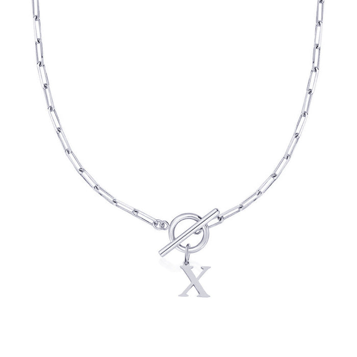 Emily Letter Initial Circle Lock Clasp Necklace