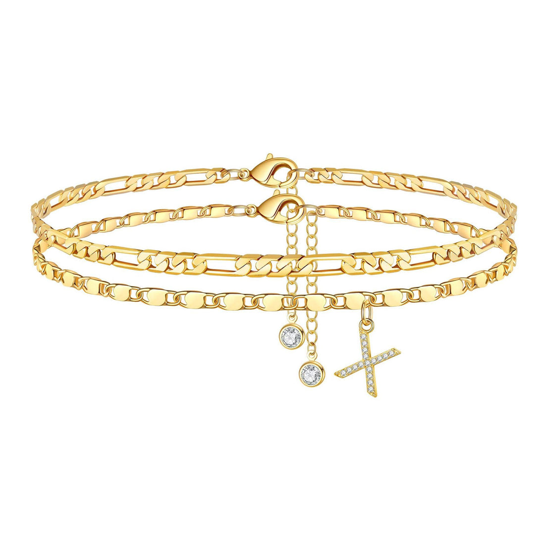 Molly Letter Initial 14k Diamond Anklet