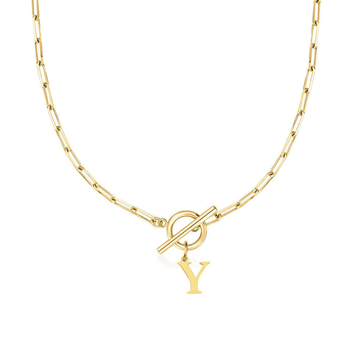 Emily Letter Initial Circle Lock Clasp Necklace