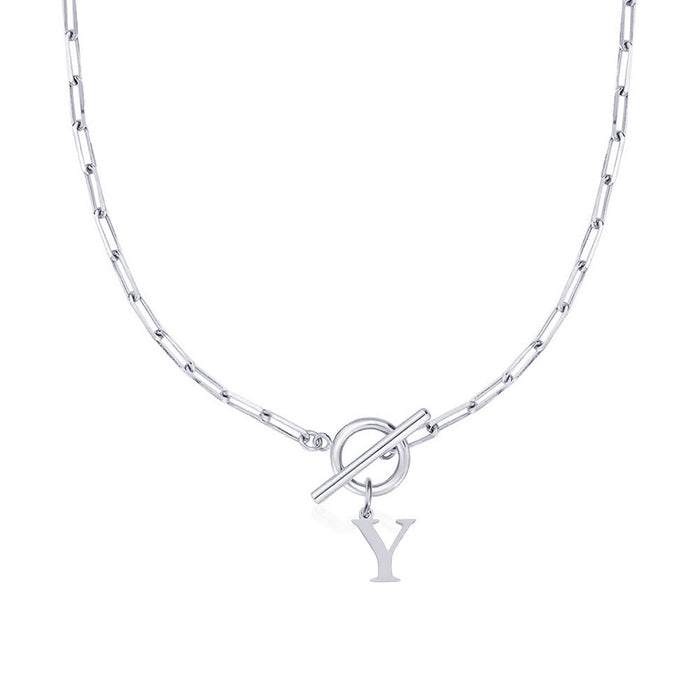 Emily Letter Initial Circle Lock Clasp Necklace