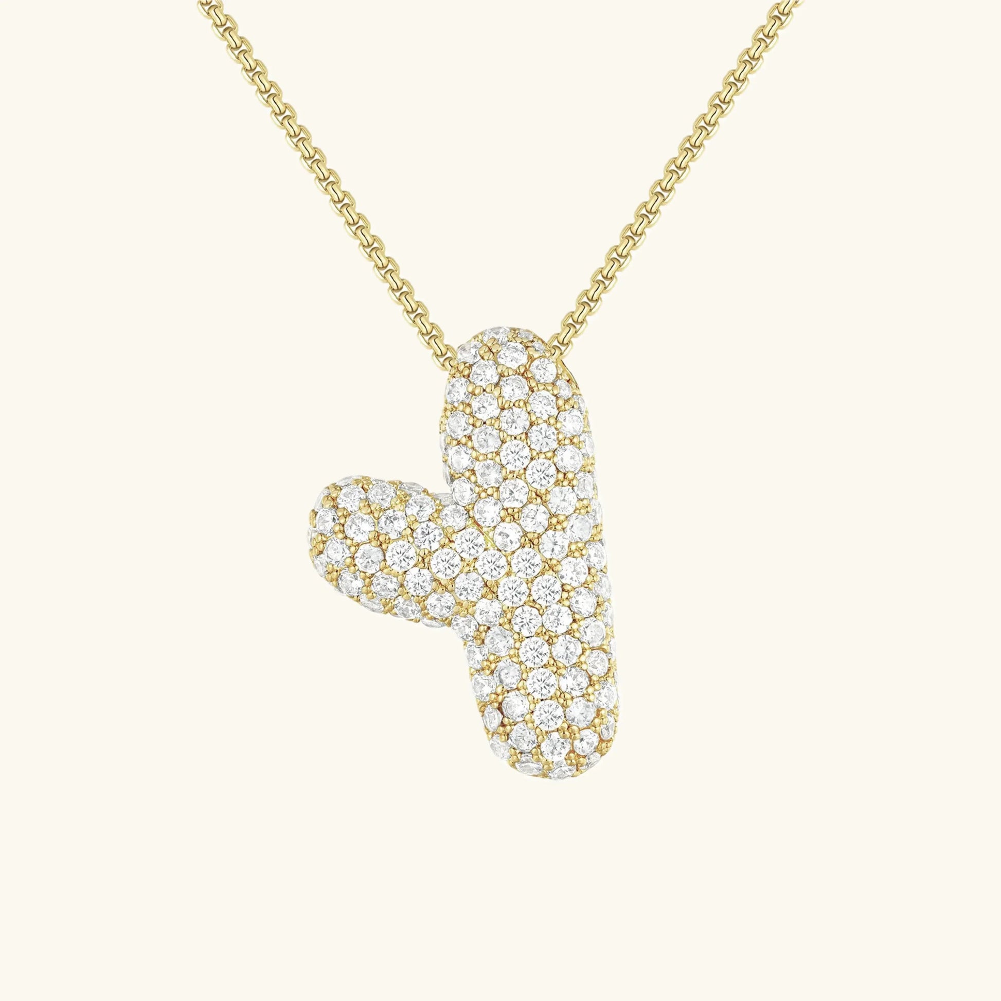 Initial Diamond Necklace with Bubble Design