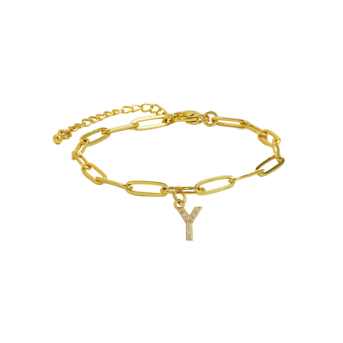 Natasha Paperclip Letter Initial Bracelet