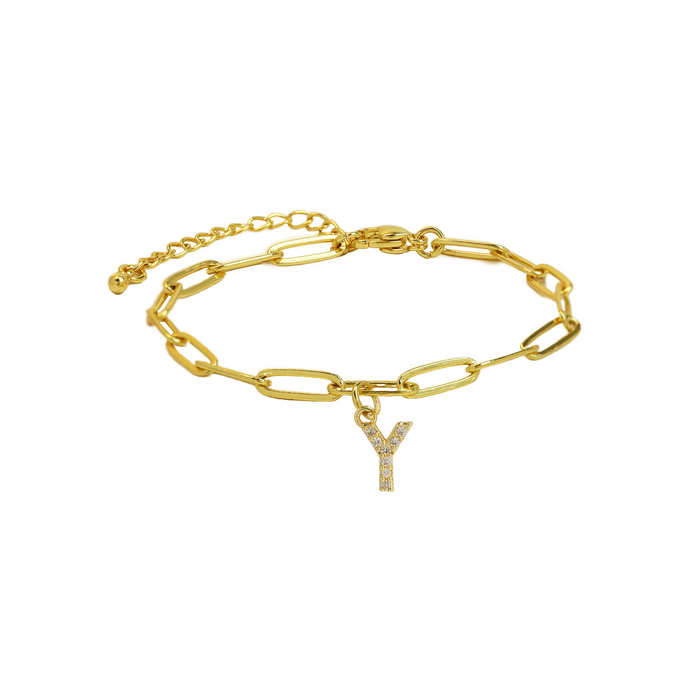 Natasha Paperclip Letter Initial Bracelet