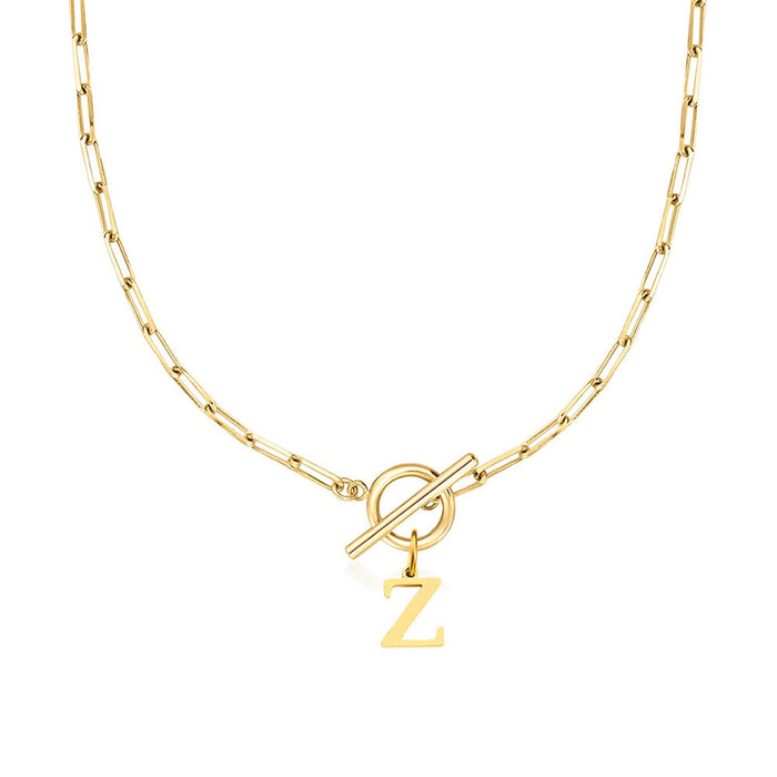 Emily Letter Initial Circle Lock Clasp Necklace