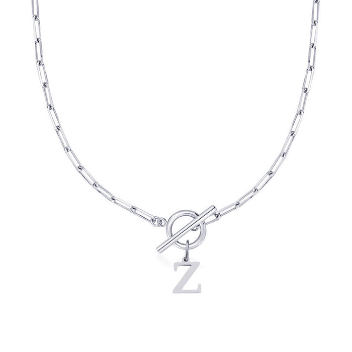 Emily Letter Initial Circle Lock Clasp Necklace