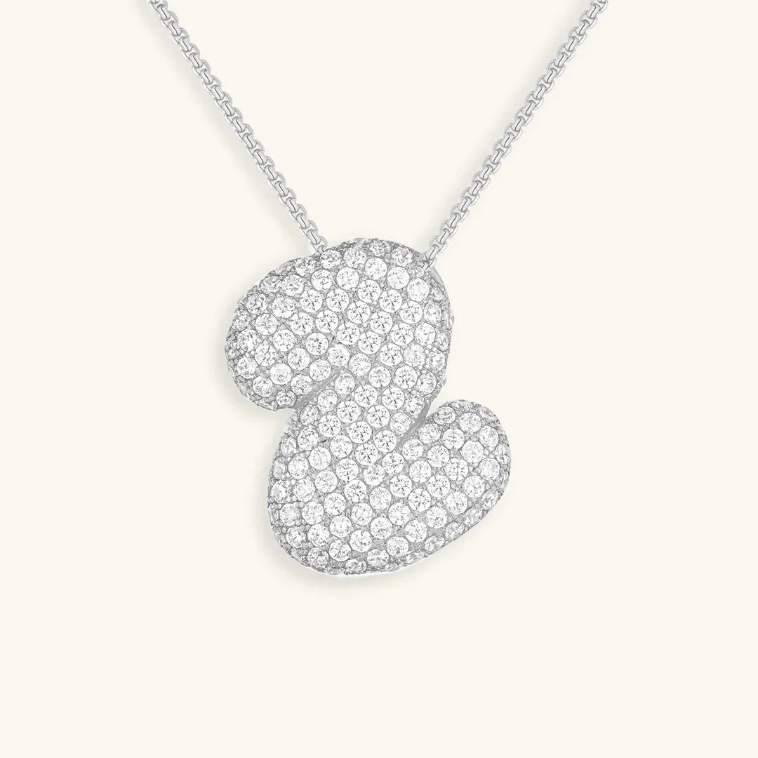 Initial Diamond Necklace with Bubble Design