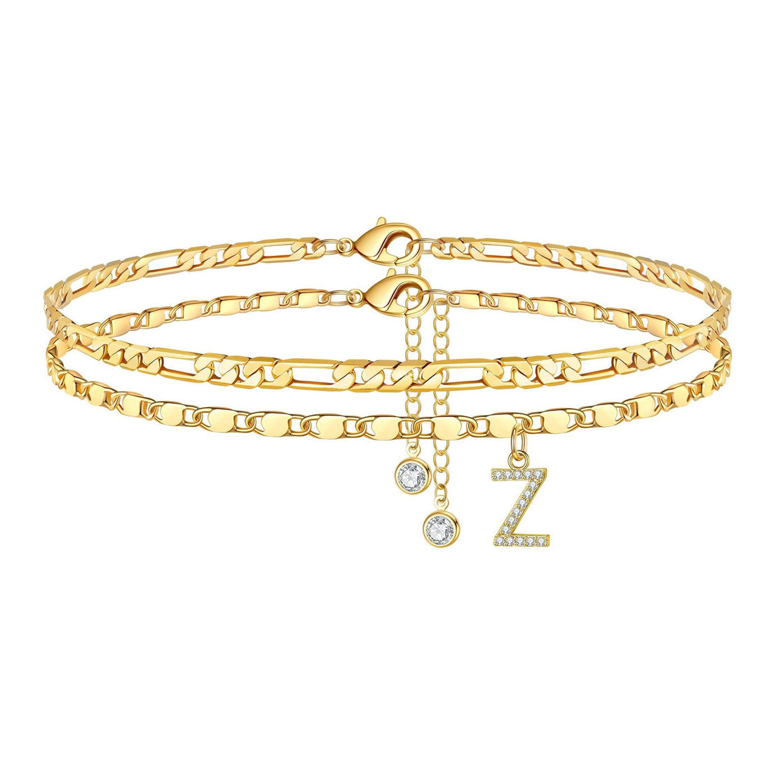 Molly Letter Initial 14k Diamond Anklet