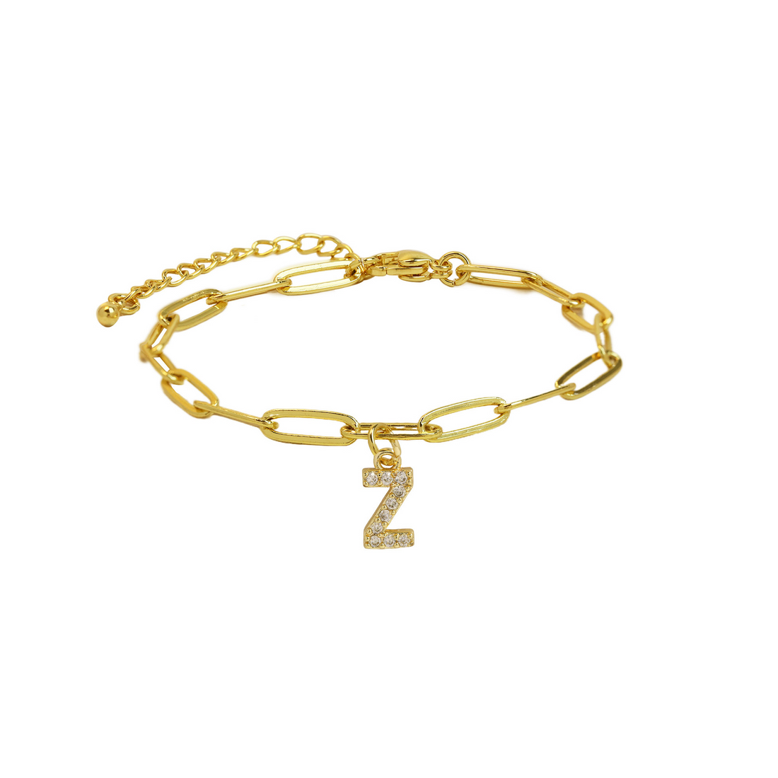 Natasha Paperclip Letter Initial Bracelet