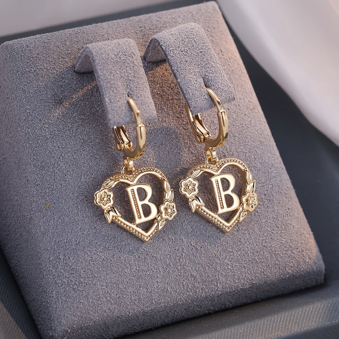 Annalise Heart Letter Initial Hoop Earrings