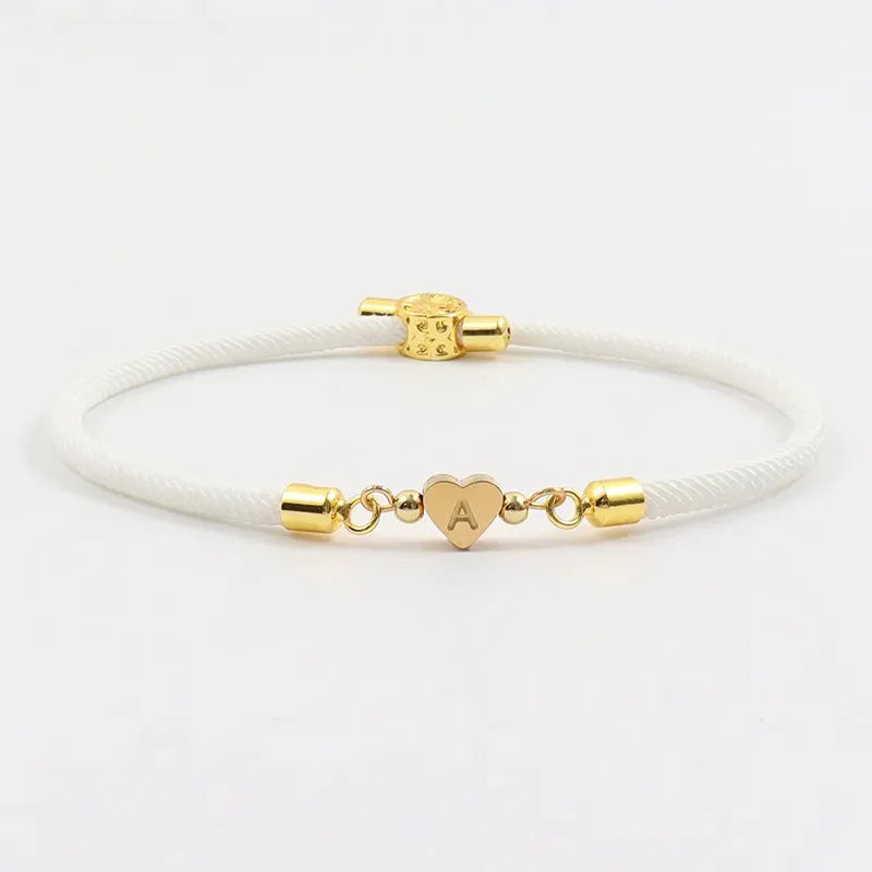 Bethany Adjustable Letter Initial Heart Bracelets