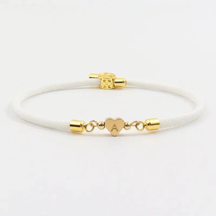 Bethany Adjustable Letter Initial Heart Bracelets