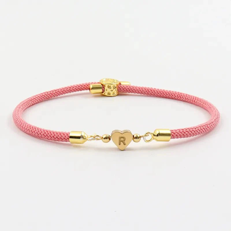 Bethany Adjustable Letter Initial Heart Bracelets