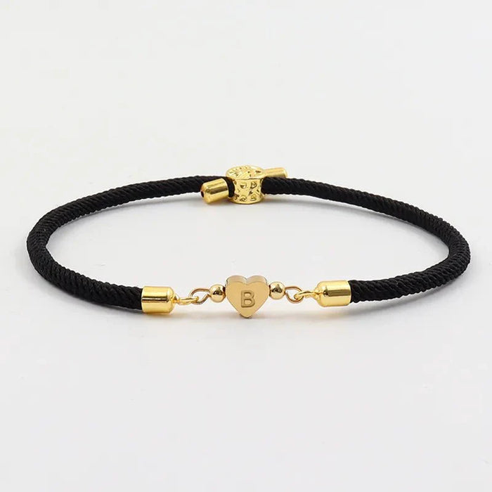Bethany Adjustable Letter Initial Heart Bracelets