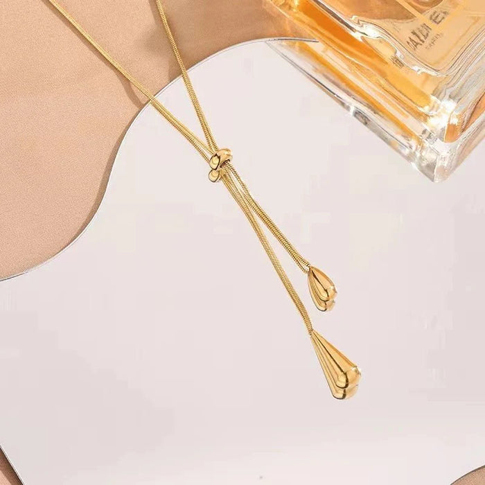 Harriet Adjustable Pull Droplet Necklace and Earrings