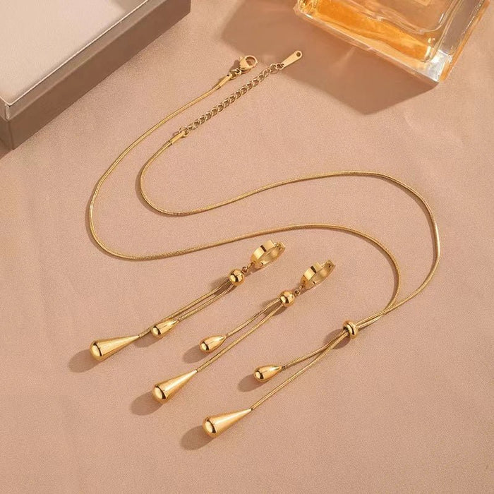 Harriet Adjustable Pull Droplet Necklace and Earrings