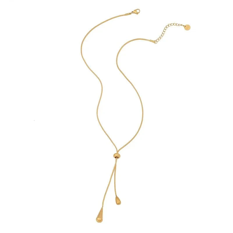 Harriet Adjustable Pull Droplet Necklace and Earrings