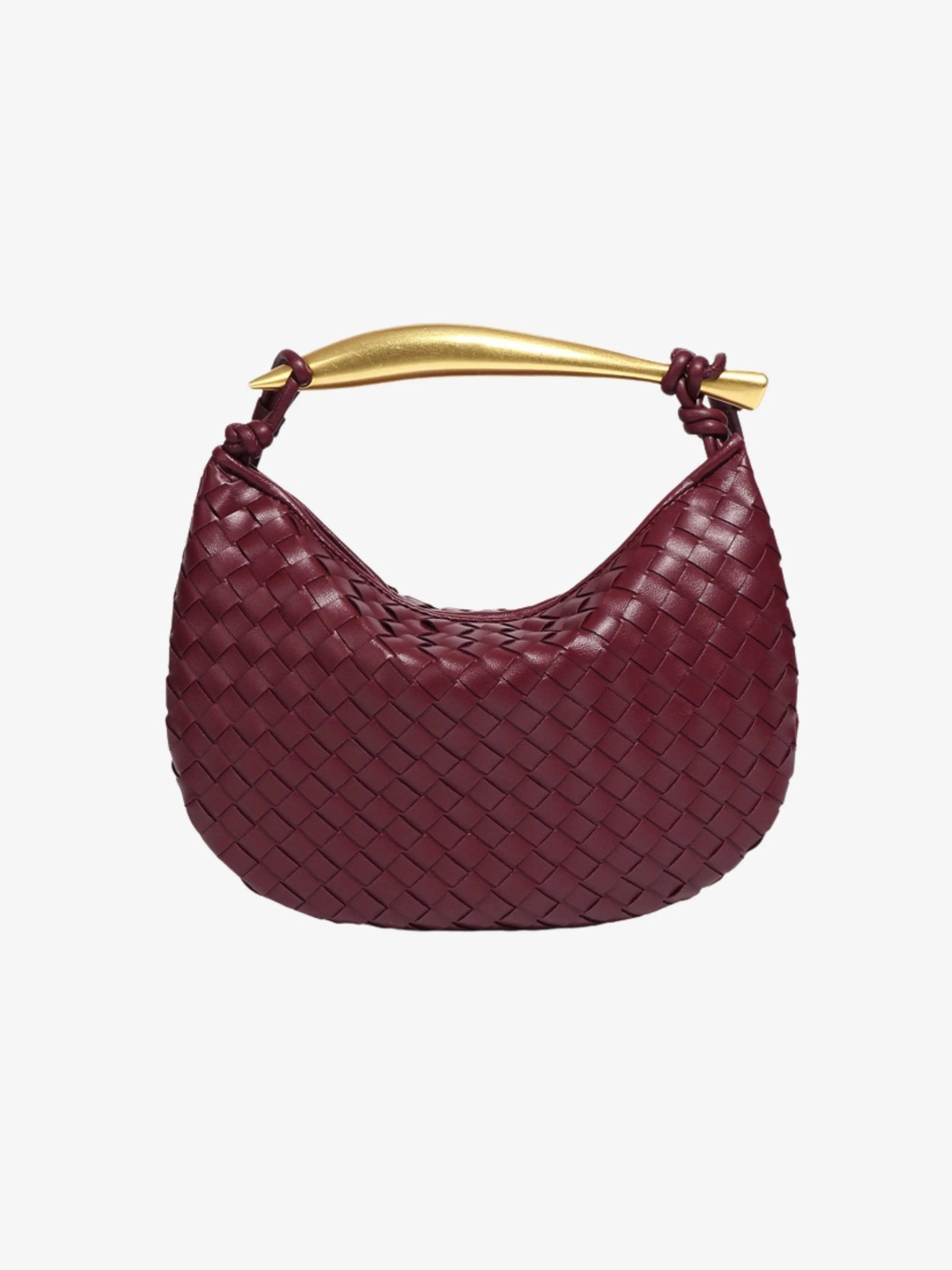 Imani | Sculptural Handle Woven Leather Handbag-Handbags-Urban Devyne-Wine Red-Urban Devyne