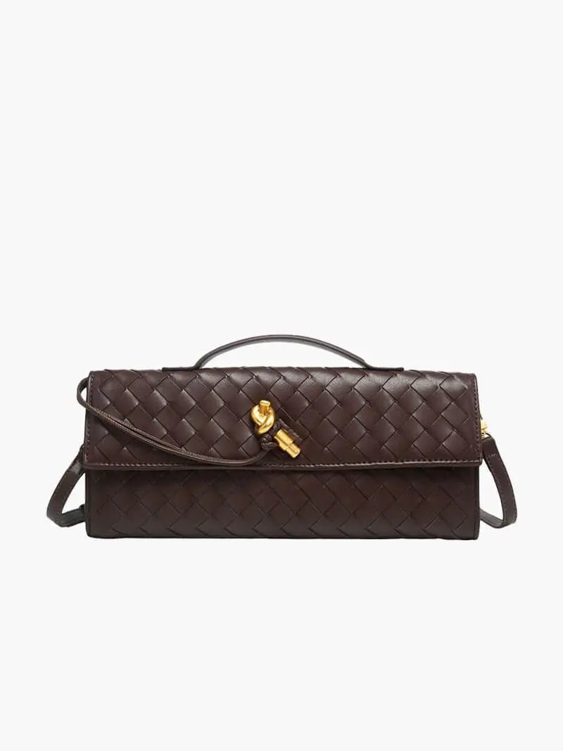 Cleo | Woven Leather Shoulder Bag with Detachable Strap-Crossbody-Urban Devyne-Brown-Urban Devyne
