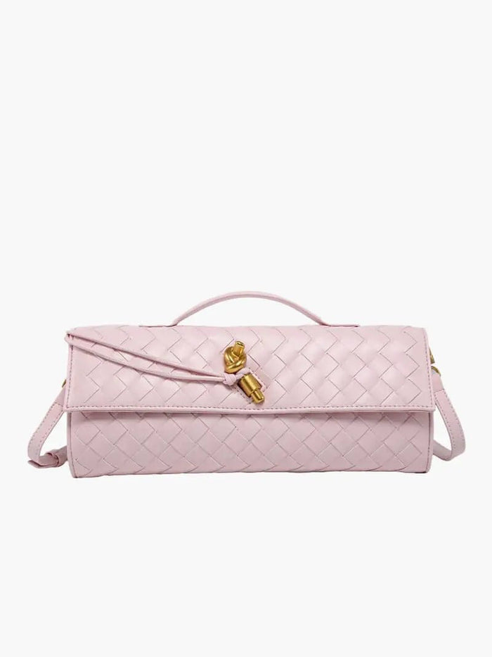 Cleo | Woven Leather Shoulder Bag with Detachable Strap-Crossbody-Urban Devyne-Salmon Pink-Urban Devyne