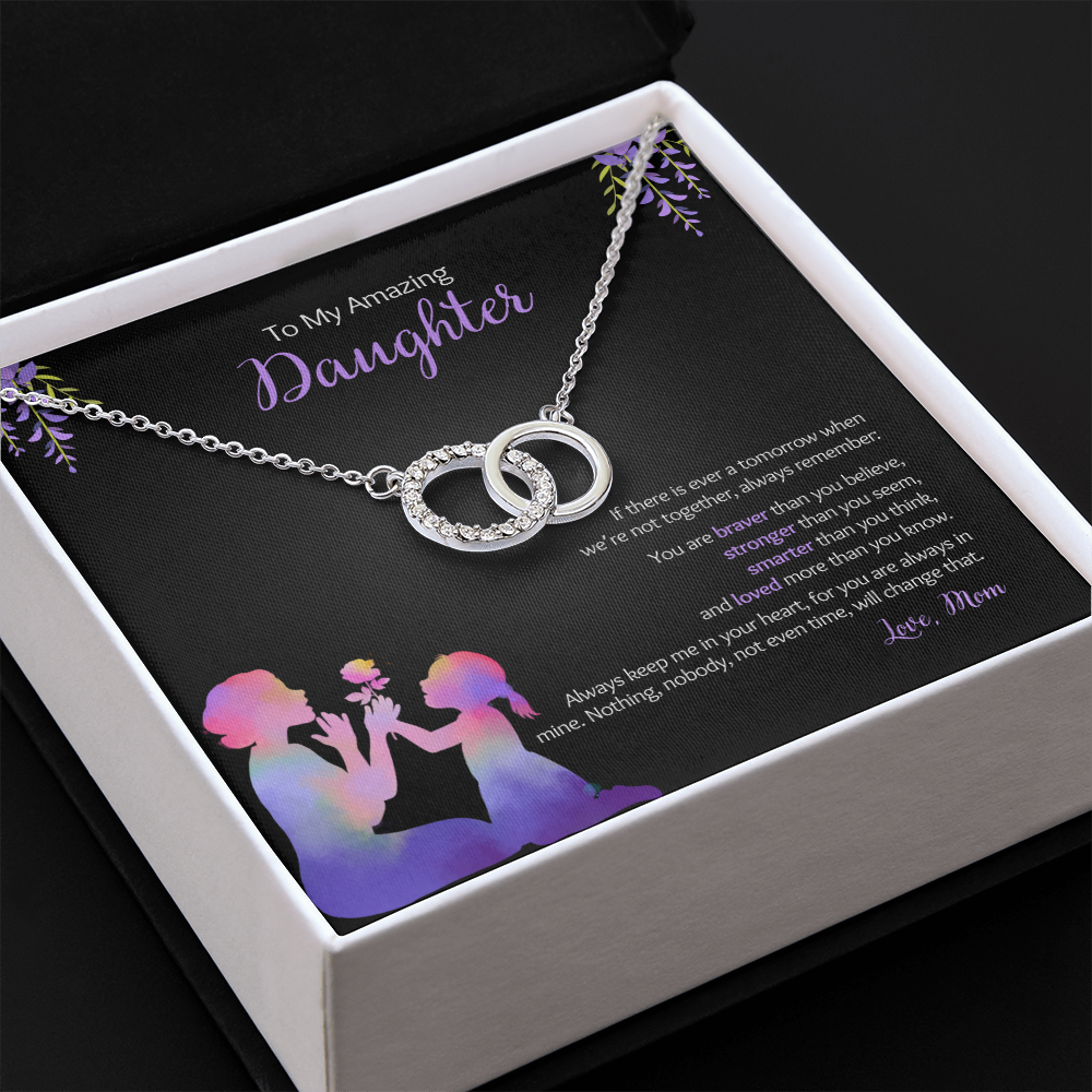 My Daughter - Love Mom - Braver, Stronger - Interlocked Design