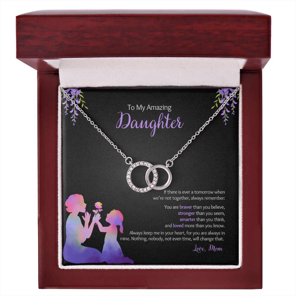 My Daughter - Love Mom - Braver, Stronger - Interlocked Design