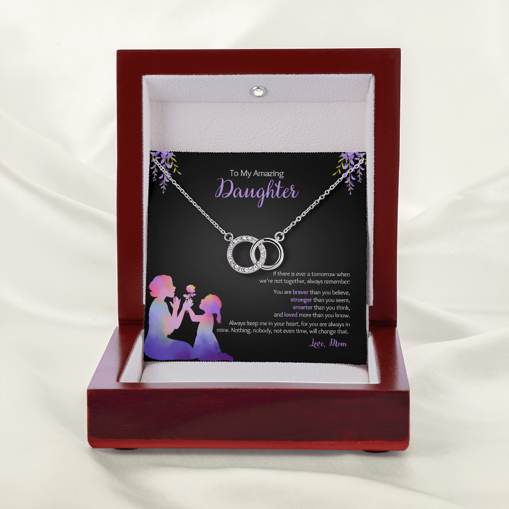 My Daughter - Love Mom - Braver, Stronger - Interlocked Design