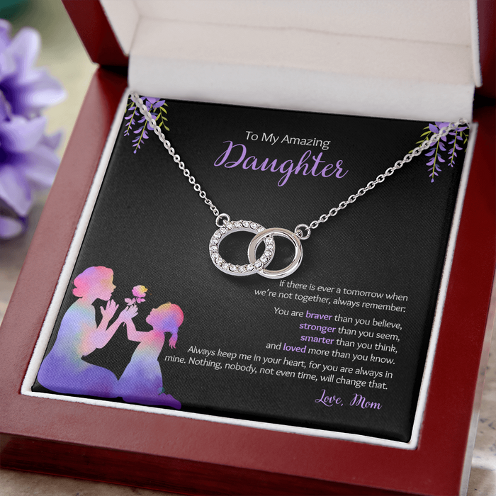 My Daughter - Love Mom - Braver, Stronger - Interlocked Design