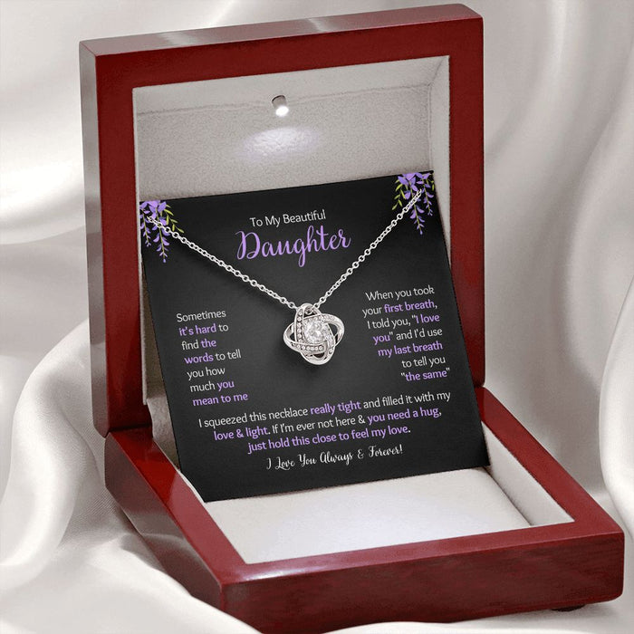 To My Beautiful Daughter - First Breath - Love Knot Necklace