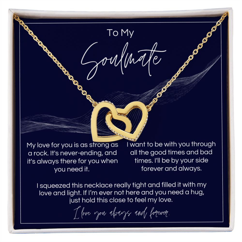 To My Soulmate - Strong As A Rock - Interlocked Hearts - Dark Card