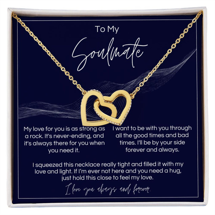 To My Soulmate - Strong As A Rock - Interlocked Hearts - Dark Card