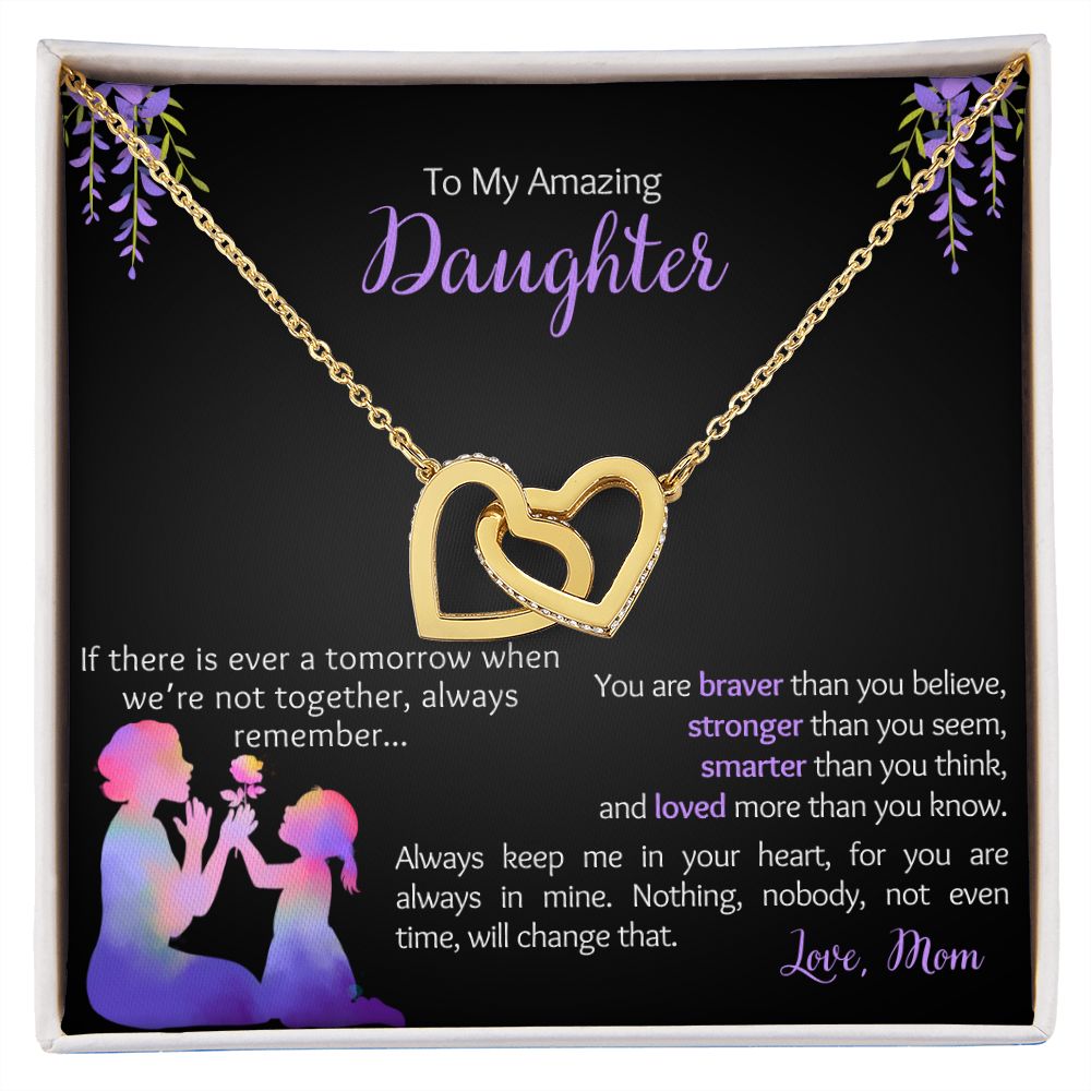 My Daughter - Love Mom - Braver, Stronger - Interlocked Design Necklace