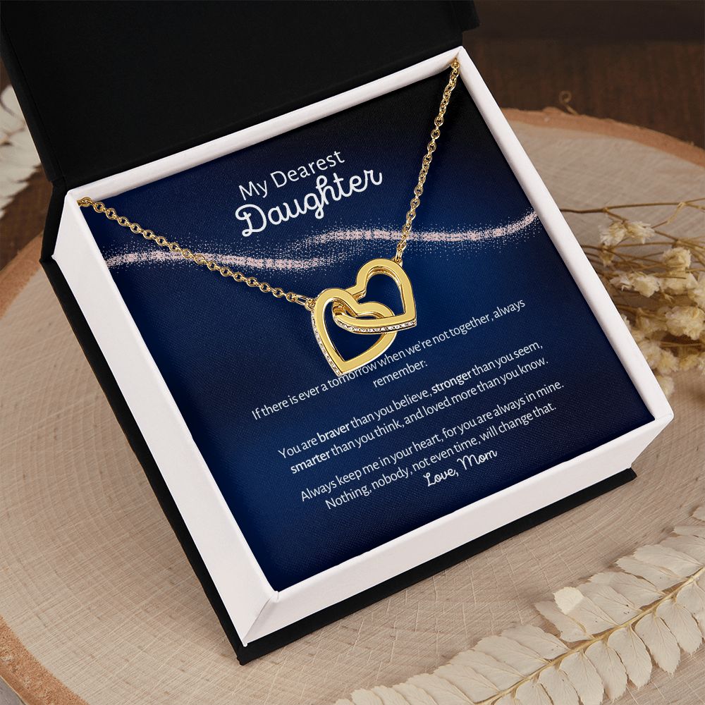 Dearest Daughter - Braver - Interlocked Hearts Design Necklace