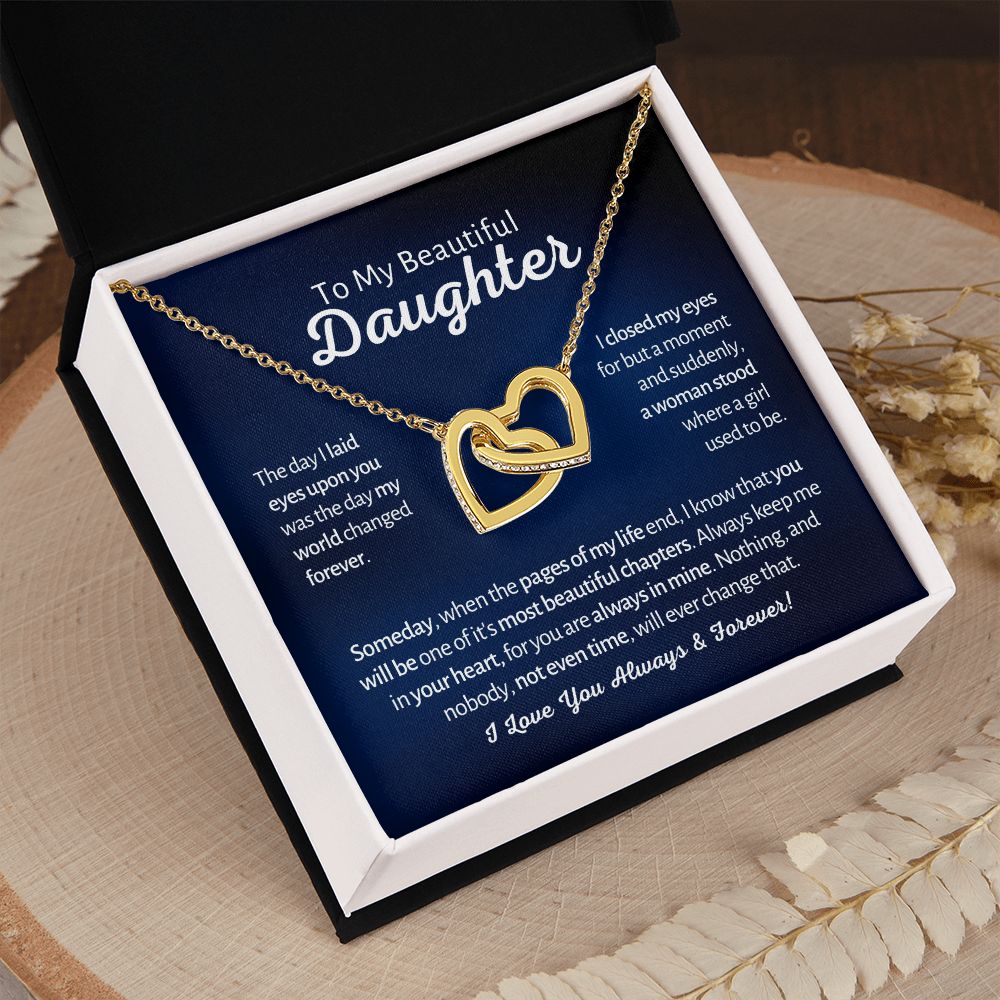 My Beautiful Daughter - A Woman Stood - Interlocked Hearts Design Necklace